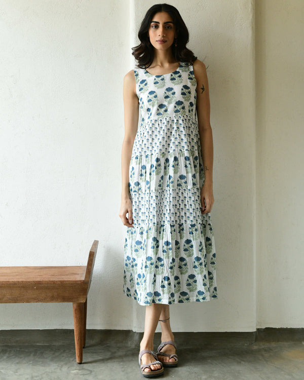 Tier summer handblockprinted dress