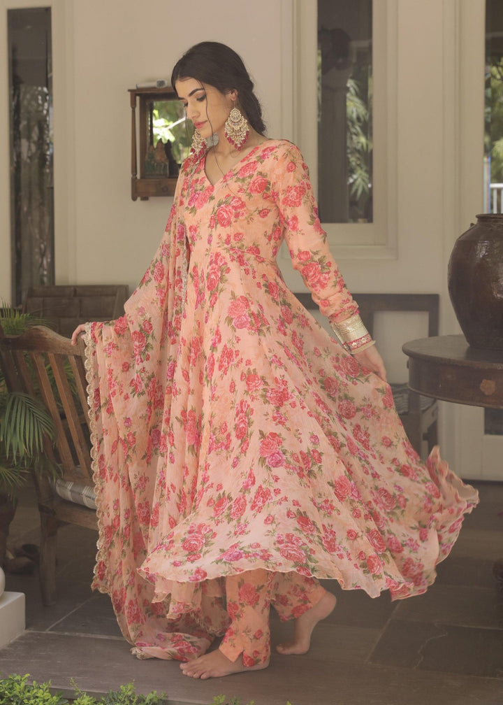 Khwabeeda Rose Pink Anarkali Set - RESHA INDIA